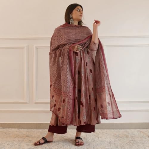 Image of ANNI DESIGNER Women Rayon Blend Kurta with Pant & Dupatta