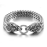 Con excelentes vistas del lobo, esta pulsera está diseñada y fabricada en nuestro taller. Un gran pedazo de gema para el tema de lobo, los amantes de Viking.