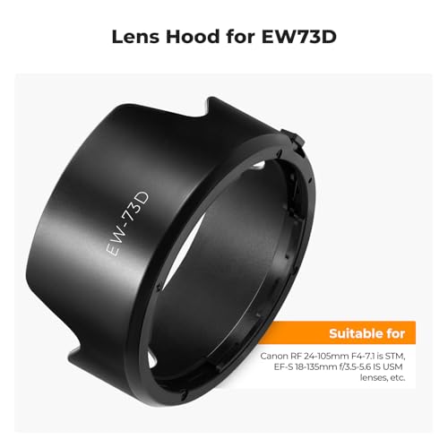 Image of K&F CONCEPT Lens Hood Compatible with Canon RF 24-105mm F4-7.1 is STM,EF-S 18-135mm f /3.5-5.6 is USM Lens, Reversible Snap on Camera Lens Shade Replacement of EW-73D Hood