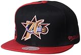 Mitchell & Ness Philadelphia 76er's Hardwood Classics NBA Rear Script Deadstock Snapback Hat Adjustable Cap - Red/Black