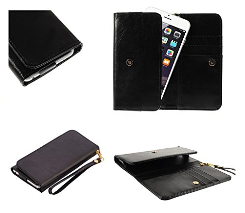DFV mobile - Cover Premium Crazy Horse PU Leather Wallet Case with Card Slots Compatible avec Turing Phone - Black