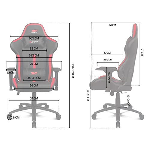 DRIFT GAMING DR350 – Ergonomischer Profi-Gaming-Stuhl mit 4D-Armlehnen, Lenden- und Nackenkissen, 135° neigbar, Leise Rollen, Schwarz-Rosa – Bild 3
