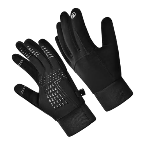 OUNONA 1Pair Outdoor Winter Cycling Gloves for Men and Women Touchscreen Design Windproof Warmth for Biking and Outdoor Activities Black