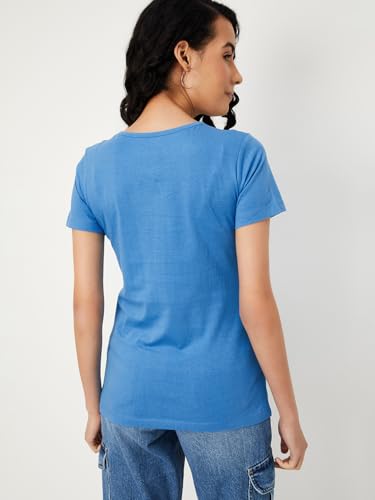 Image of Max Women Cotton Blend Solid Regular Fit T-Shirt