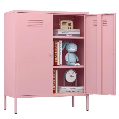 Fumedo 2 Door Metal Storage Cabinet for Bed Room,Living Room,Home,Hotel,Office,Garage,Kitchen,3-Tier,2