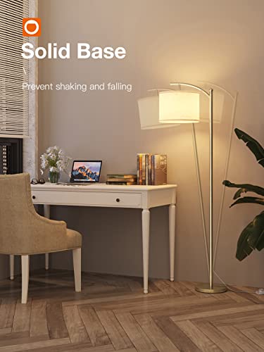 Addlon Floor Lamp With 3Cct Led Bulb, Lamp For Living Room With Beige Linen Lamp Shade, Modern Standing Lamp Floor Lamps For Bedrooms - Brass Gold #TOP4