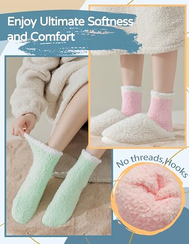 Image of TEHOOK Warm & Cozy Gifts for Women, Fluffy Fuzzy Plush Sleeping Slipper Socks - Soft Warm Fabric