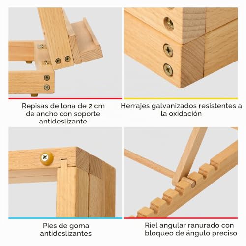 Miniatura 5 de Meeden Artist - Caballete De Estudio De Madera Con Marco En H Para Artistas Y Pintura De Madera De Haya, Con Capacidad Para Lienzos De Hasta 23 Pulgadas, Soporte De Escritorio Portátil Resistente