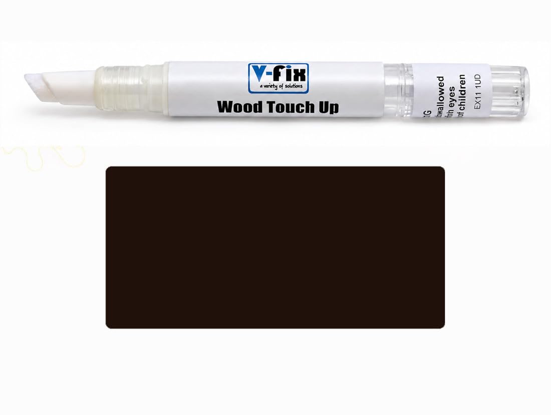 V-Fix Dark Brown Wood Furniture Repair Paint Pen - Touch Up Scratches, Chips & Scuffs On Tables, Chairs, Cabinets, Kitchen Cupboards, Wardrobes & Veneer - Matt Finish - 3Ml (Dark Brown)