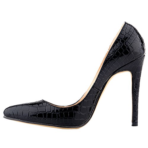 LOSLANDIFEN Womens Shoes Closed Toe High Heels Womens Pointed Slender Stiletto Pumps (42 M EU/10 B(M) US, Black)