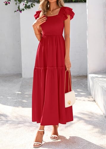 Image of KIRUNDO Smocked Summer Midi Dresses for Women 2026