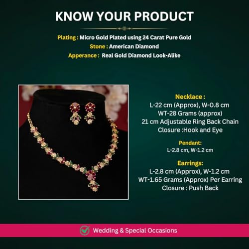 Image of Sasitrends Micro Gold Plated Peacock AD Stone Studded Jewellery Set