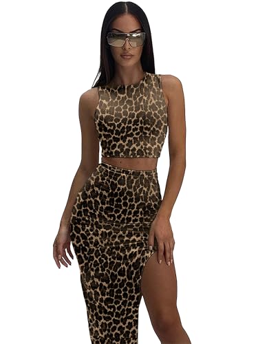 Image of ELLEVEN Sexy 2 Piece Maxi Skirt Sets for Women, Going Out Outfits