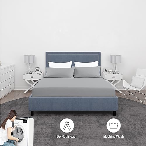 Comfy Nights King Fitted Sheet MicroFibre Plain Dyed Easy Care Soft Brushed Micorfiber Fitted Sheet (grey, King) - Image 3