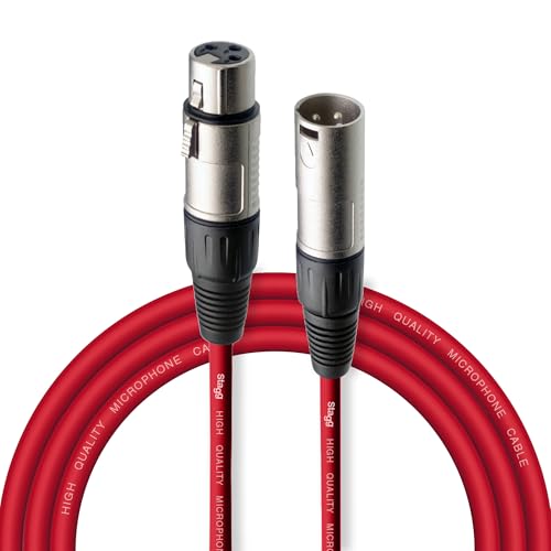 Stagg 3 m cable XLR a conector XLR para micrófono de calidad, rojo