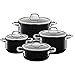 Silit Passion Black Topfset Induktion 4-teilig, Kochtopf Set mit Glasdeckel, Silargan Funktionskeramik, Induktions Töpfe Set nickelfrei, schwarz
