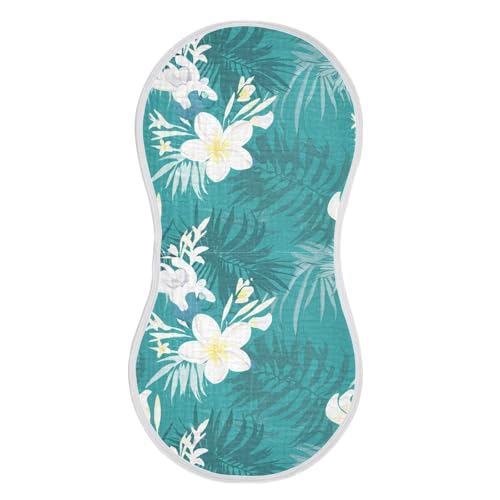 Flowers Leaves Tranquil Teal Burp Cloths for Babies Burp Rag Cotton Spit Up Rag for Girls Babies2