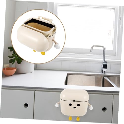 Caneca de basura colgante para cocina con tapa Beige miniatura 6