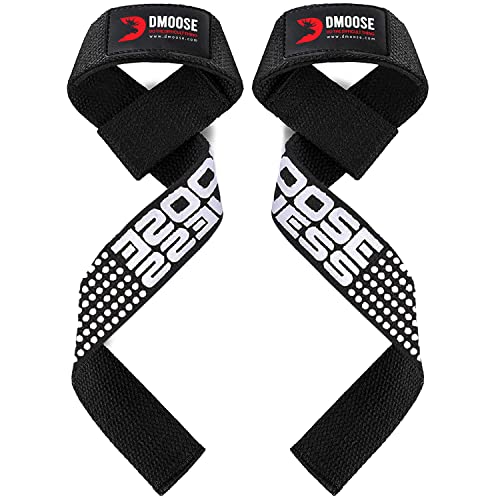 DMoose Lifting Straps, 24 inch (Pair) Wrist Straps for Weightlifting, Deadlift, Powerlifting, Bodybuilding Gym Workout, Neoprene Padded Support Cotton Straps for Max Hand Grip Strength Training