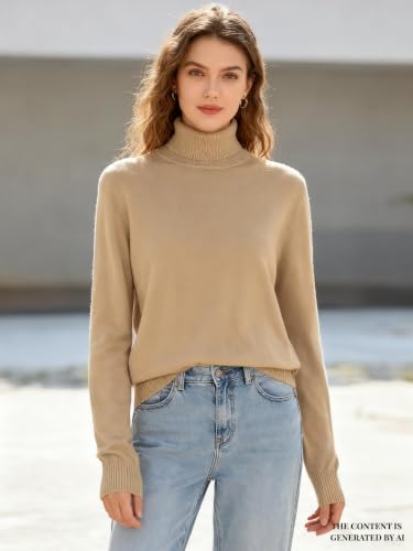 Image of DAIMIDY Turtleneck Sweaters for Women Long Sleeve Pullover Tops | Knitted Material| Soft, Warm and Breathable| High Resilience and Tensile Strength Design| Business Casual Tops| Dailywear