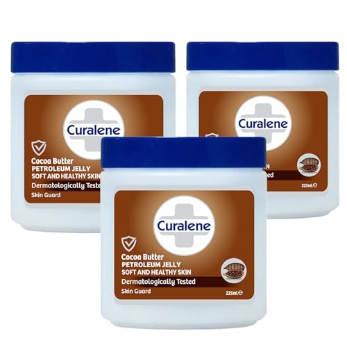 3 x 225mL | Curalene Cocoa Butter Petroleum Jelly, Soft and Healthy Skin | Dermatologically Tested | Skin Guard | 3 Pack