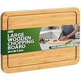 ZENO Large Wooden Chopping Board 40 x 30 x 2CM | Bamboo Cutting Board for Kitchens | Wood Chopping Board with Deep Juice Groove for Meat Veg and Bread | Multi Purpose Wooden Chopping Boards for Home - Image 1