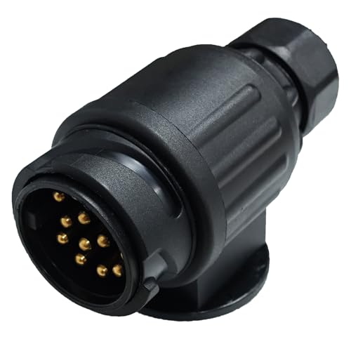CXTM 13 Polig Anhänger Stecker,mit Montagezubehör,12V Wasserdicht 13-pol Anhänger Stecker und Steckdose Nach ISO 1724,für Anhänger Wohnwagen RV,AHK Adapter (Stecker)