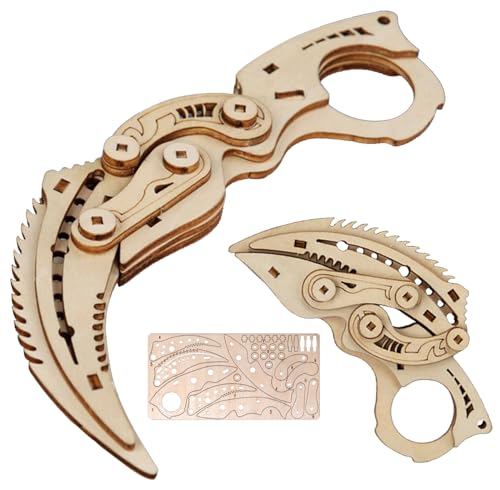 QiKKago Karambit con Filo de Madera Puzzle Csgo Cuchillos Navaja Mariposa Entrenamiento Balisong Trainer Knife Plegable Sin Cuchillo Y Navajas Regalos Originales para Adultos Hombres Mujeres Y Niños