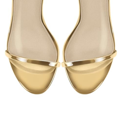 Image of Strappy High Stiletto Heels, Ankle Strap Buckle Heeled Womens Sandals, Sexy Comfort Open Round Toe Heels for Daily Party Dress