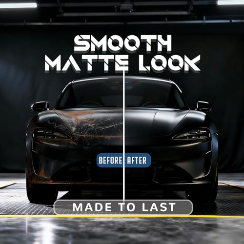 Image of RockRose 2026 Matte Black Vinyl Wrap for Cars 60 in x 10FT - Self Adhesive Car Wrap Vinyl Roll, Anti-Wrinkle & Air Release, for Exterior & Interior Pro Grade