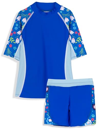 Image of Tuga Girls Two-Piece Short Sleeve Swimsuit Set 2-14Years, UPF 50+ Sun Protection
