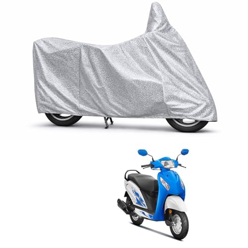 Image of 100% Waterproof Two Wheeler Body Cover Multi Layered Fabric Designed for Honda Activa I | Belt Buckle Lock | Silver Mag