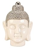 Material: Porzellan Lifestyle & More Moderne Skulptur Buddha Kopf aus Porzellan in weiß/Silber Höhe 24,5 cm