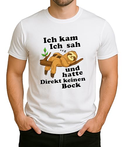 Funny sloth sloth saying design "Ich kam ich SAH und Hatte keinen Bock Chill Modus Men's T-Shirt, White, 3XL