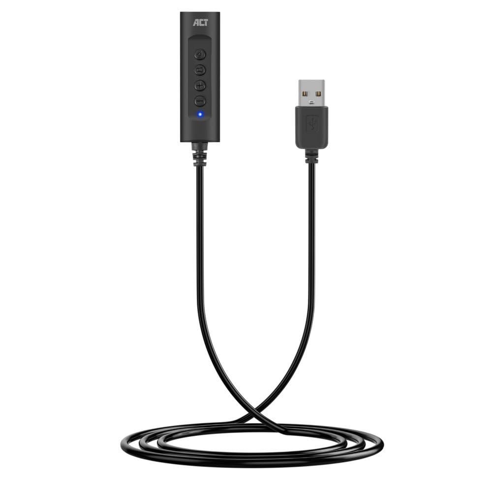 ACT AC9360 AC9360 karta dźwiękowa USB, gniazdo USB na jack 3,5 mm, z regulacją głośności, zewnętrzna karta dźwiękowa USB, łączy audio i mikrofon AUX z komputerem PC/laptopem