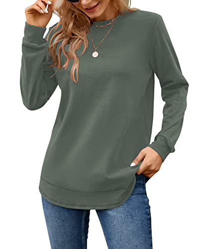 Image of MOLERANI Sweatshirts for Women Casual Long Sleeve Crewneck Shirt Tunic Tops | Pullovers, Soft Lightweight Warm Fabric, Loose Fit, Fall Winter Trendy Clothes, Daily Wear, Workout, Outdoor Outfits