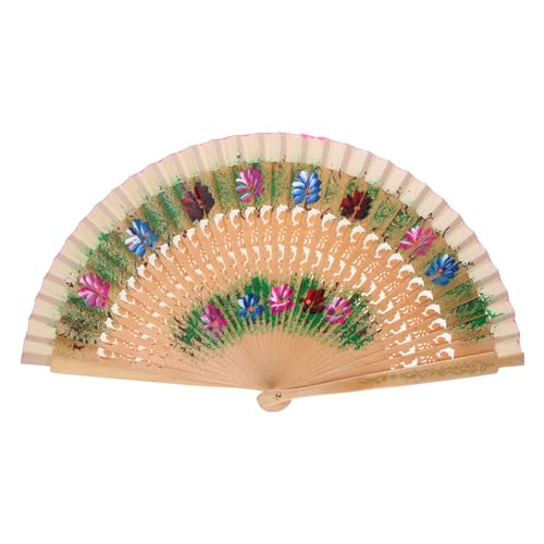 Abanico plegable de madera de doble cara español para fiestas, decoración clásica del hogar, manualidades, fiestas, ventilador de mano