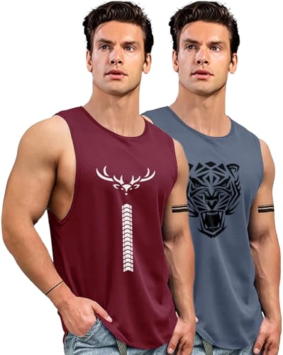Image of AUSK Men Vest || Gym Tshirt for Men || Karma Printed Sleeveless Regular Fit T Shirt for Mens