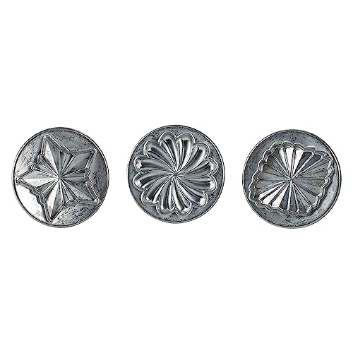 Nordic Ware Pretty Pleated Cookie Stamps Silver Cast Aluminum with Wood Handles, Grey, 3-Piece