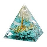 [GOLD STONE] オルゴナイト ピラミッド 招財樹 天然石 幅 約5cm 置物 パワーストーン 浄化 ターコイズ 水晶 幅 約5cm