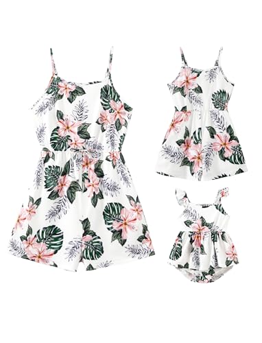 PATPAT Matching Floral Print Sleeveless Jumpsuit for Mom and Daughter Summer Vacation Outfit Baby Girl 3-6 Months