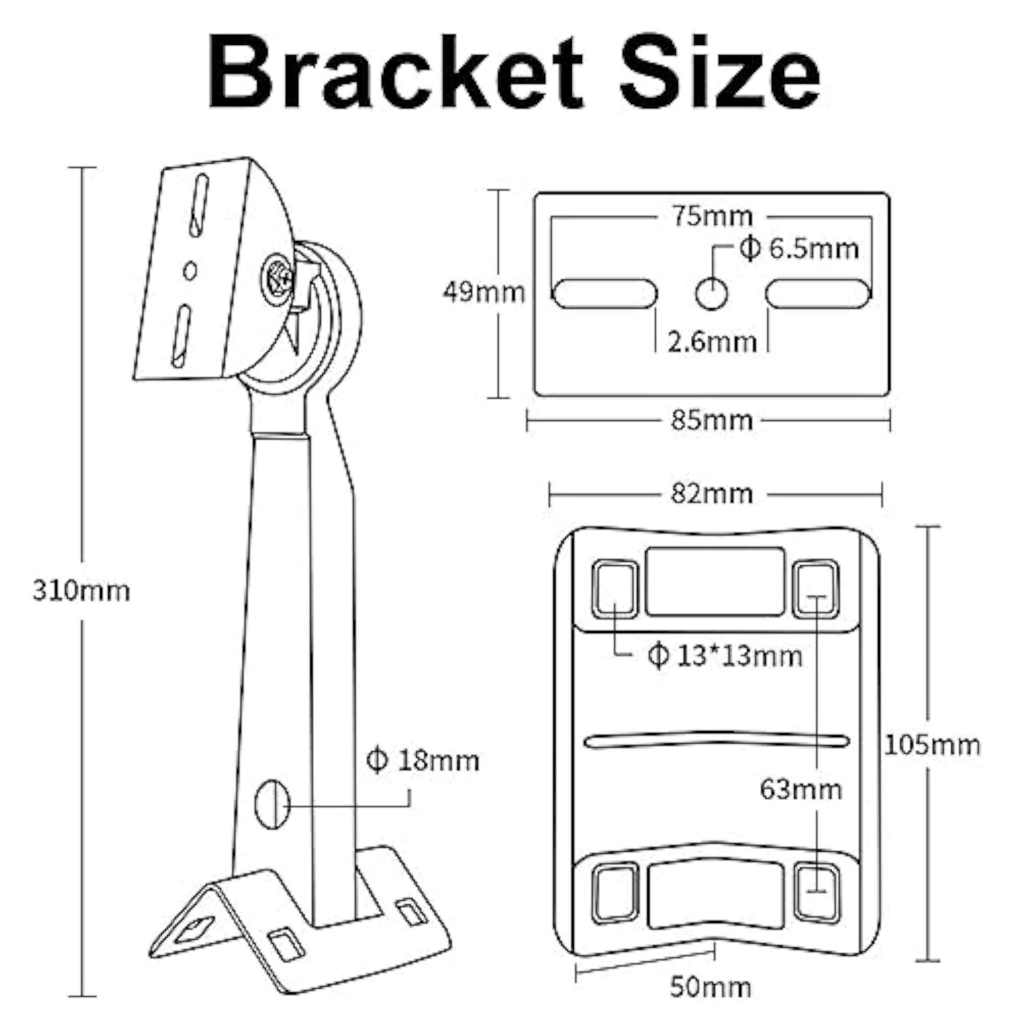 Universal Vertical Pole/Corner Mounting Bracket for CCTV Security Camera, 2pcs