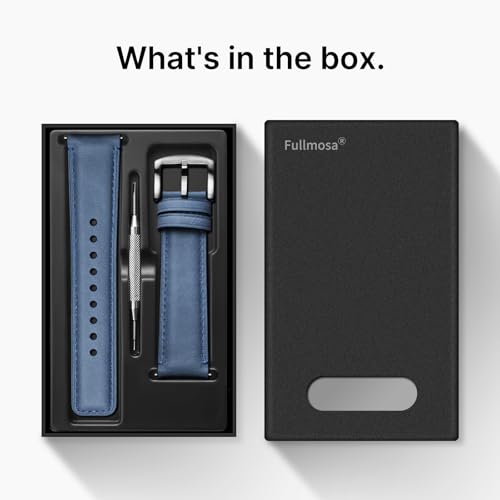 Fullmosa 22mm Uhrenarmband Kompatibel mit Samsung Gear S3 Classic/Frontier/Galaxy 46mm, Garmin Venu 3/2 22mm Uhrenarmband Lederarmband, Hellblau + Silber Hardware