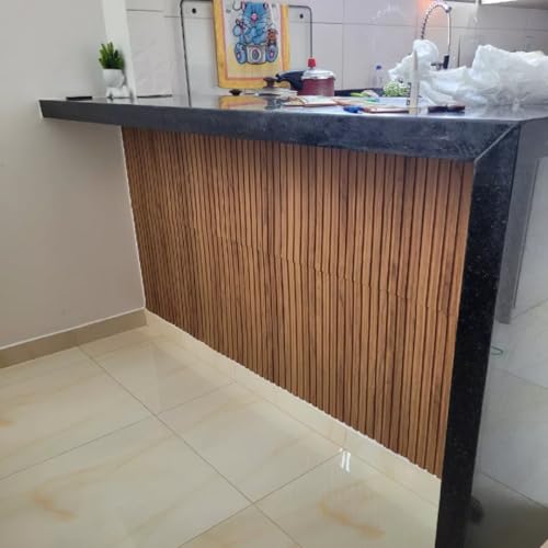 Kit 10 Paineis Madeira Ripado Placas 3D Nogueira 50x50cm Auto Adesivo Parede 2,50m²