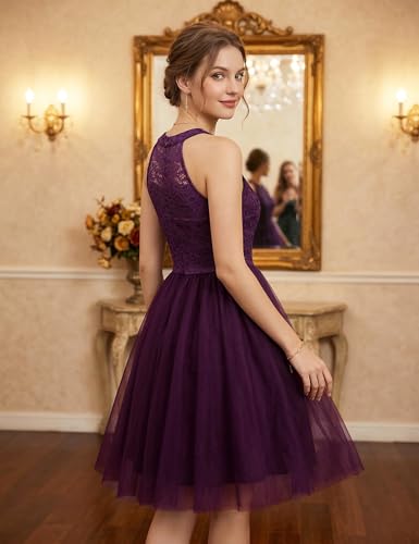 Image of Dressystar Women's Sequin Short Prom Dress Sparkly Halter Tulle Cocktail Party Homecoming Dresses