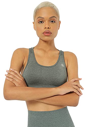Image of Women's Slip-On Sports Bra | Seamless Technology Full-Coverage Sports Bra | Racerback Medium-Impact Dark Green