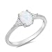 Lab Created White Opal & Cubic Zirconia .925 Sterling Silver Ring Sizes 4-12