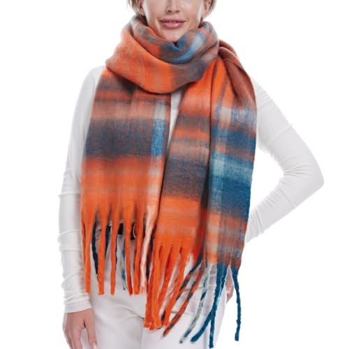 MissShorthair Oversized Chunky Blanket Scarf for Women Winter Warm Colorful Big Scarfs Plaid Thick Scarves Soft Fluffy Shawl