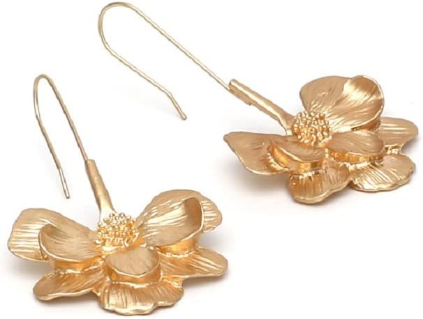 Gold Flower Dangle Earrings for Women, Women’s Cute Hawaiian Flower Petal Bohemian Drop Earrings Jewelry - Image 5