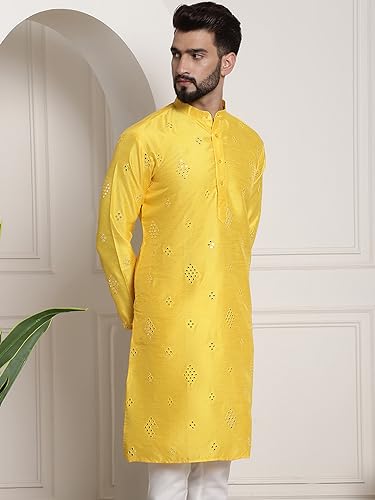 Image of SOJANYA (Since 1958 Men's Silk Blend Designer Long Kurta